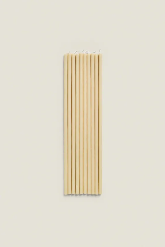 Набор тонких декоративных цилиндрических свечей (упаковка из 10 штук)