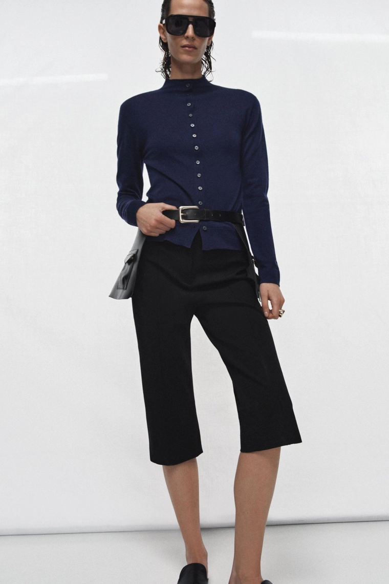 Юбка из 100% кожи с поясом и карманами