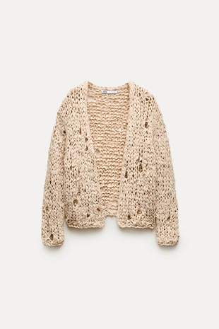 Кардиган ажурной вязки- Заказать в России