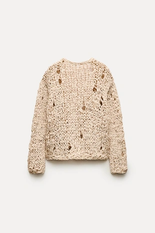 Кардиган ажурной вязки- Заказать в России