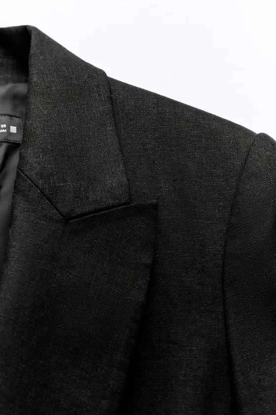 БЛЕЙЗЕР ИЗ СМЕСОВОГО ЛЬНА БЕЗ ЗАСТЕЖКИ С ПОДВОРАЧИВАЕМЫМИ РУКАВАМИ