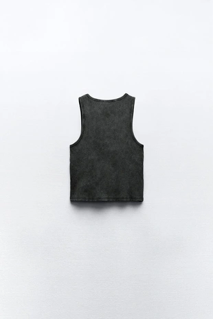 Кроп-топ из ткани в рубчик с эффектом потертости- Заказать в России