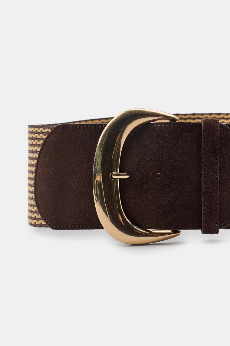 Ремень из деликатной замши и района из рафии