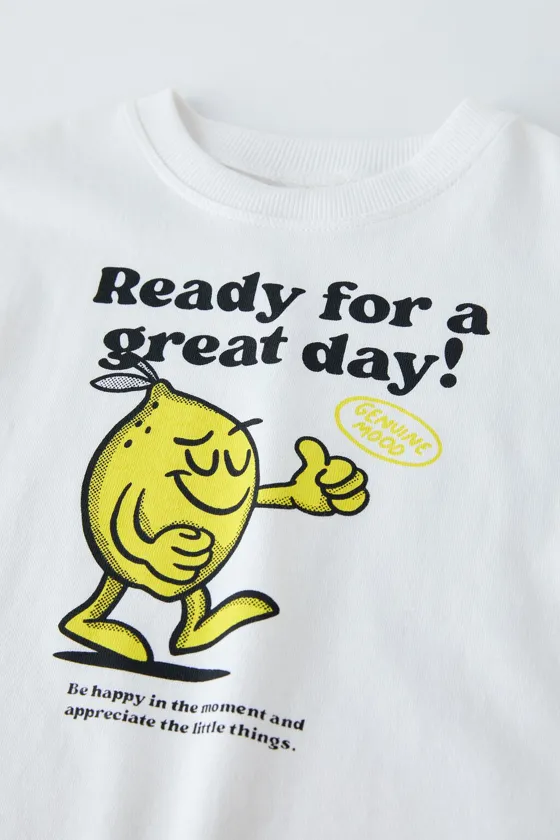 ФУТБОЛКА ИЗ ТКАНИ С ПРИНТОМ