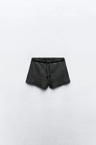 Шорты из ткани в рубчик с эффектом потертости- Заказать в России