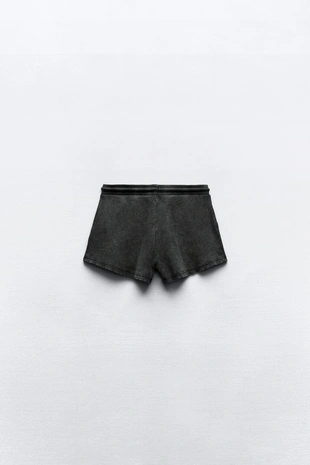 Шорты из ткани в рубчик с эффектом потертости- Заказать в России