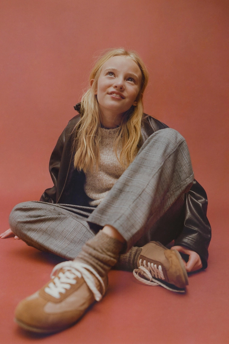 Теплые брюки-бочки в клетку