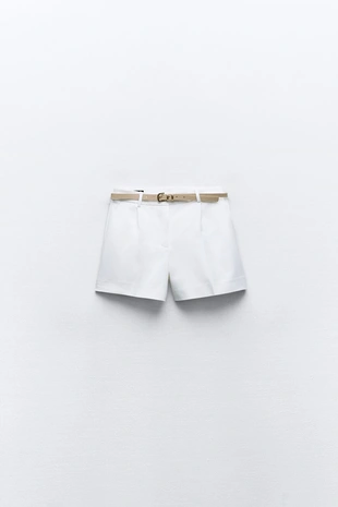 Шорты с ремнем и защипами- Заказать в России