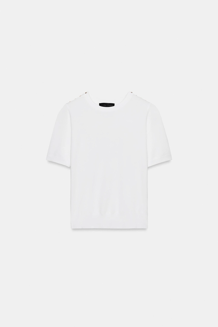 Трикотажный свитер с коротким рукавом