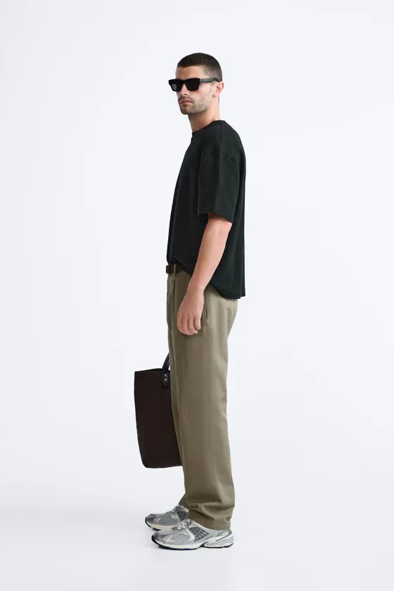 ФУТБОЛКА ИЗ ТКАНИ В МЕЛКУЮ ПОЛОСКУ