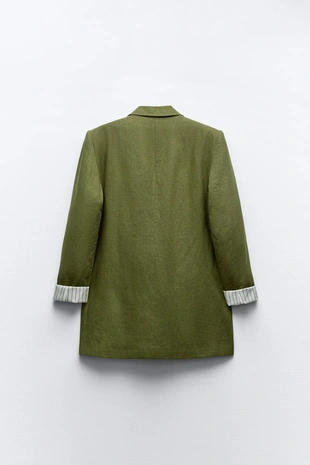 Блейзер из смесового льна без застежки с подворачиваемыми рукавами