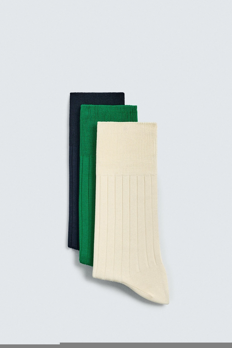 Ограниченное издание набора из 3 пар носков из мерсеризованного хлопка в рубчик