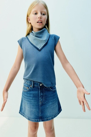 Джинсовая мини-юбка- Заказать в России