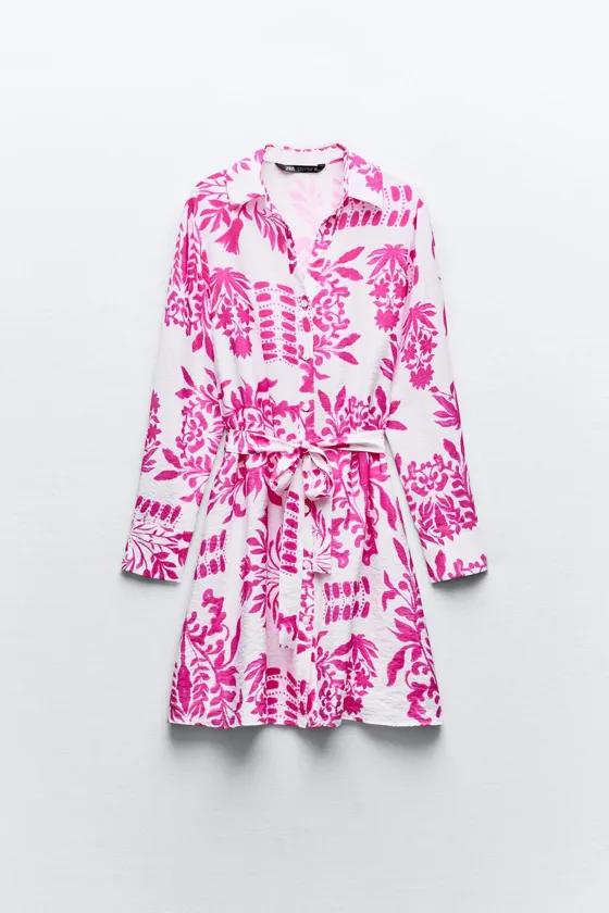 ПЛАТЬЕ-РУБАШКА В ПОЛОСКУ С ПОЯСОМ