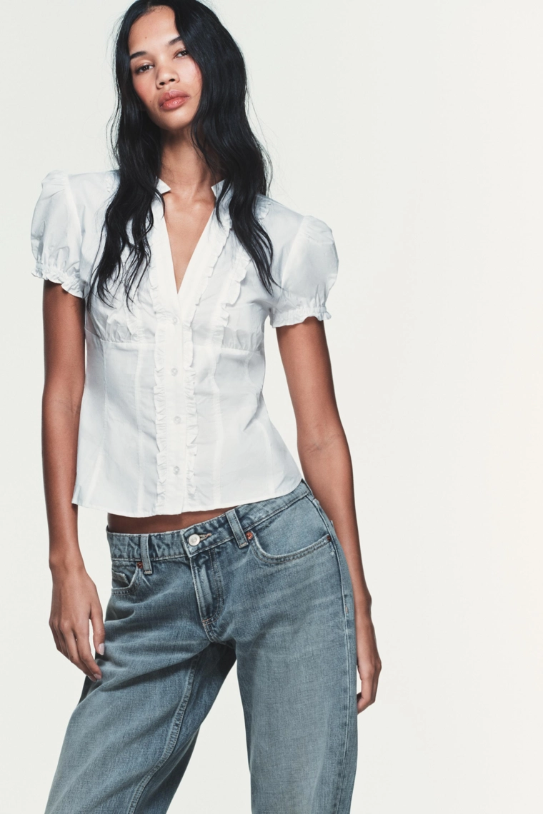 Рубашка из поплина с оборками