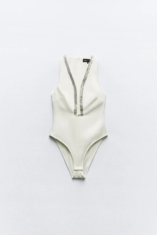 Облегающее боди со стразами- Заказать в России