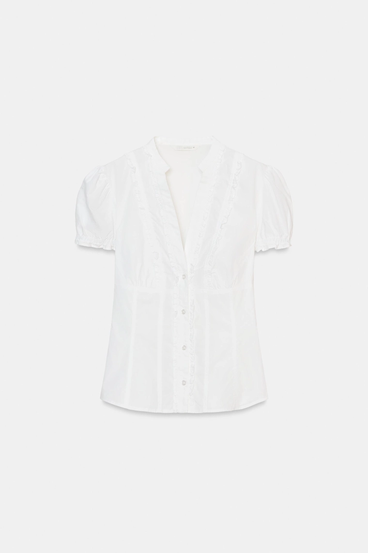 Рубашка из поплина с оборками
