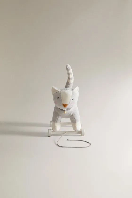 Детская мягкая игрушка кот с колесами