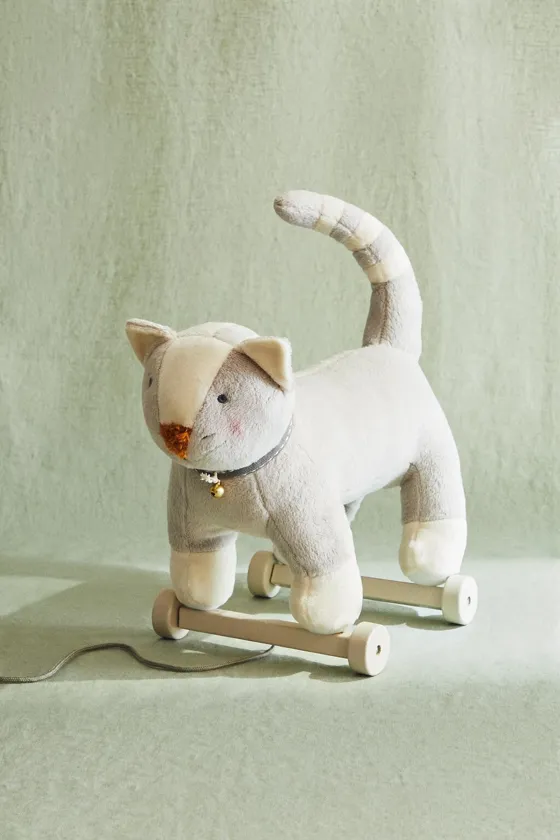 Детская мягкая игрушка кот с колесами