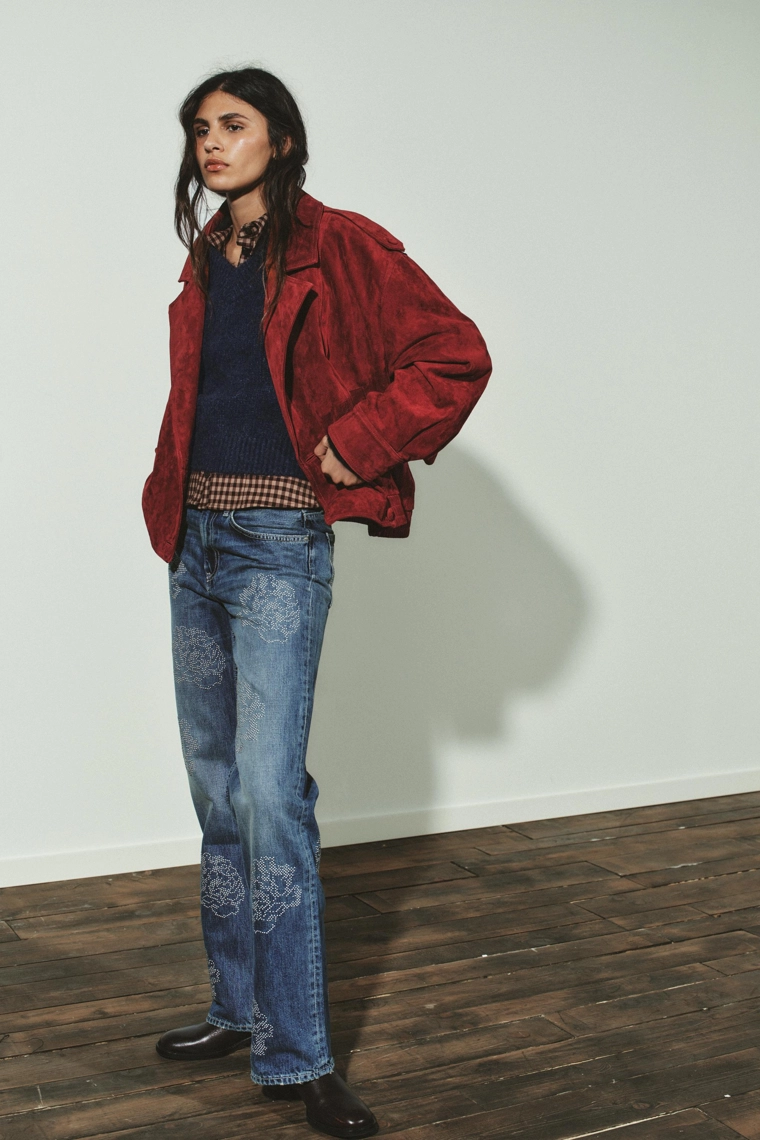 Джинсы с высокой посадкой в цветочном принте