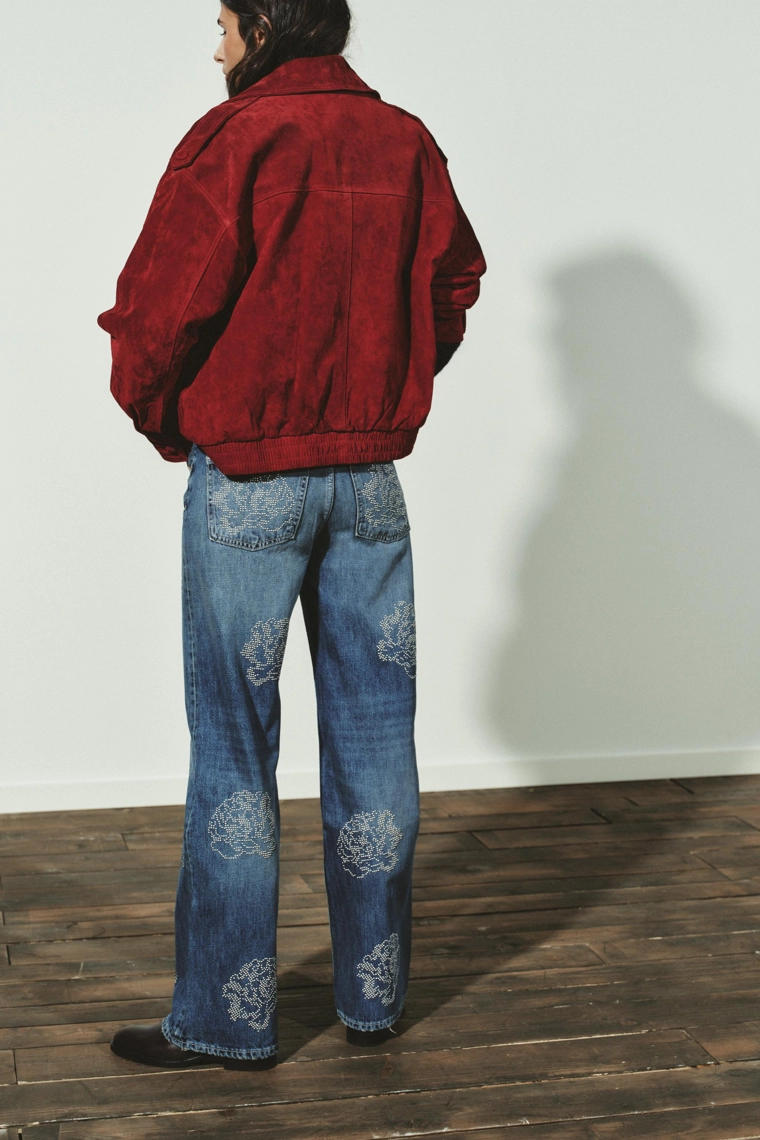 Джинсы с высокой посадкой в цветочном принте