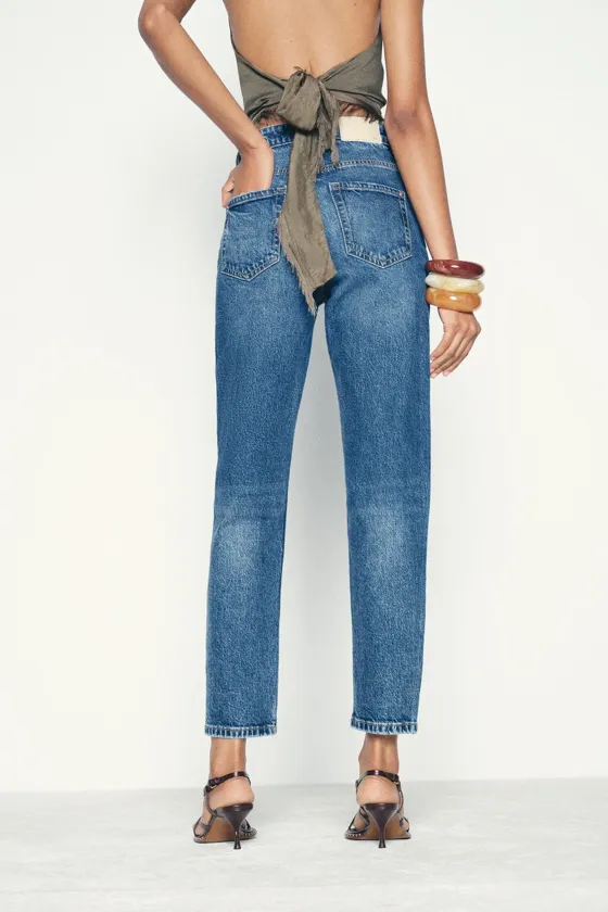 Zara Джинсы с высокой посадкой z1975 «мом фит» - Цвет синий - blue