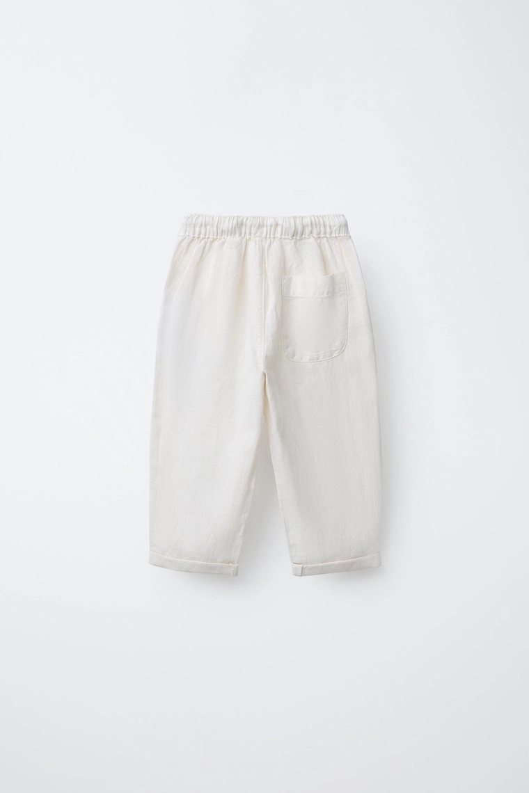 Свободные льняные брюки из смесовой ткани