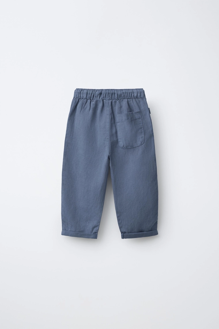 Свободные льняные брюки из смесовой ткани