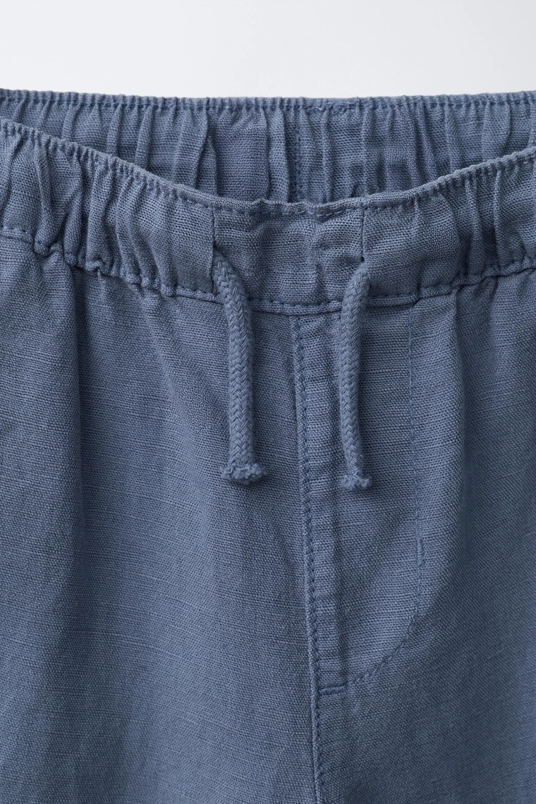 Свободные льняные брюки из смесовой ткани