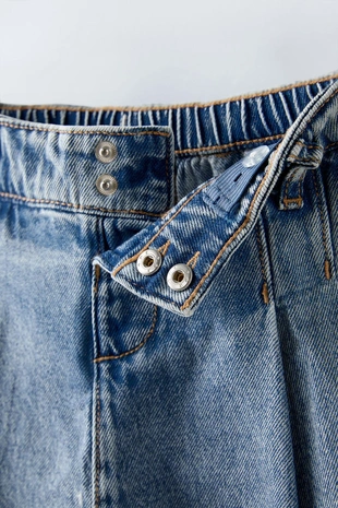 Джинсовая юбка-шорты в складку- Заказать в России