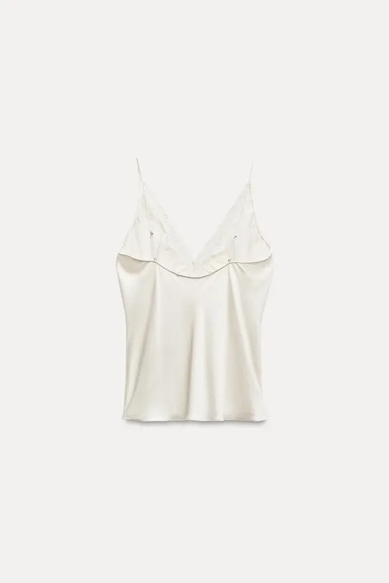 АТЛАСНЫЙ ТОП С КРУЖЕВОМ — коллекция Zara «ZW»