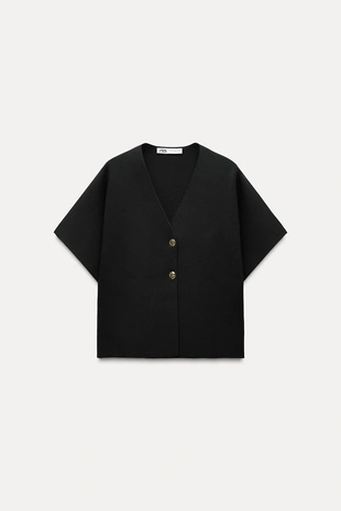 Однотонный трикотажный блейзер внахлест- Заказать в России