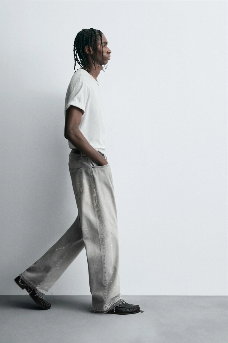 Джинсы с краской в стиле relaxed fit