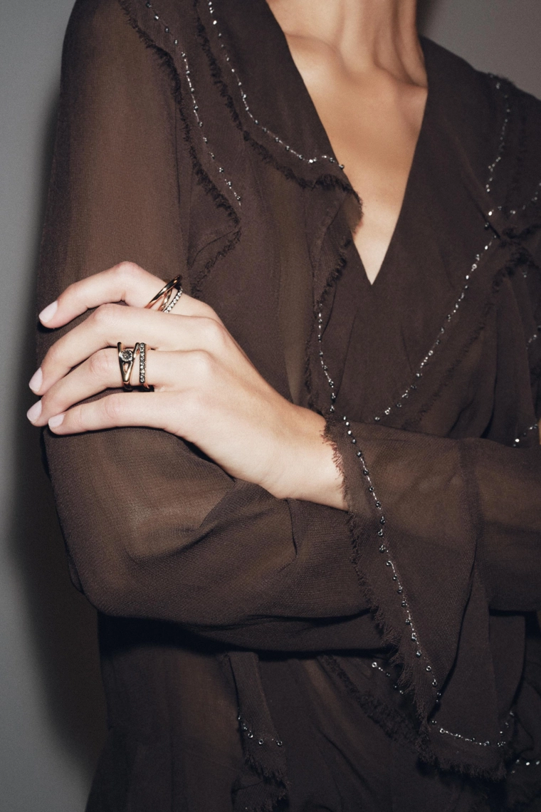 Набор из 2х колец с ринестонами