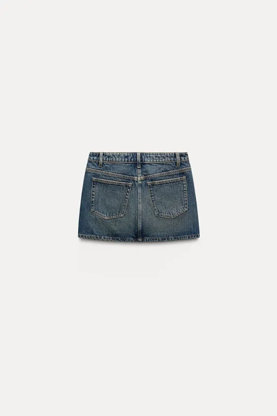 Zara Джинсовая мини-юбка trf - Цвет морской синий - navy blue