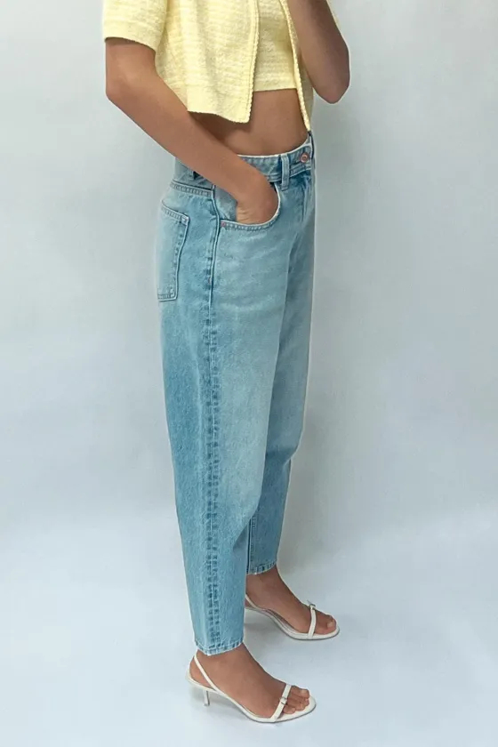 Zara Джинсы с высокой посадкой z1975 mom fit - Цвет индиго