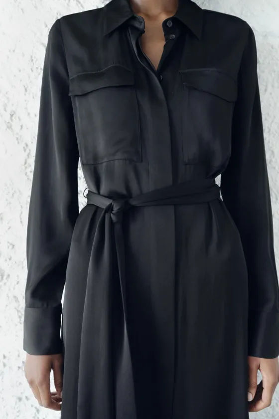 АТЛАСНОЕ ПЛАТЬЕ-РУБАШКА — коллекция Zara «ZW»