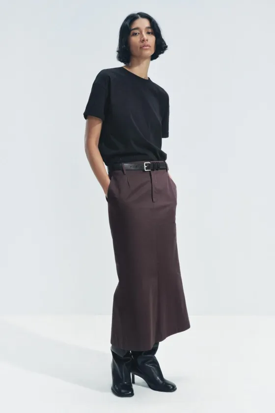 琉 Zara Длинная юбка карандаш из коллекции zw - Цвет коричневый