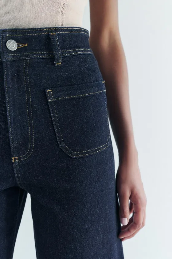 ДЖИНСЫ MARINE прямого кроя LEG С ВЫСОКОЙ ПОСАДКОЙ И КАРМАНАМИ — коллекция Zara «ZW»