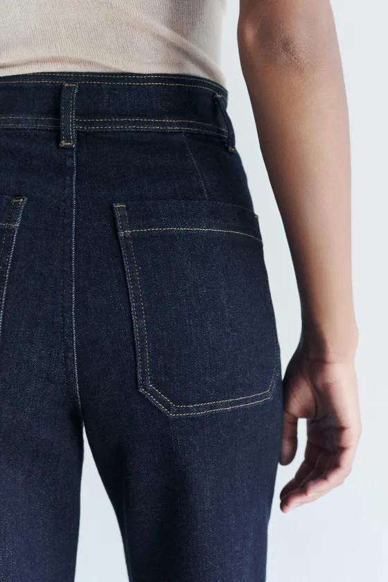 ДЖИНСЫ MARINE прямого кроя LEG С ВЫСОКОЙ ПОСАДКОЙ И КАРМАНАМИ — коллекция Zara «ZW»