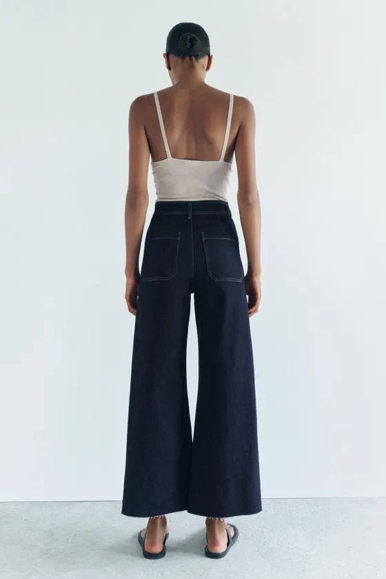 ДЖИНСЫ MARINE прямого кроя LEG С ВЫСОКОЙ ПОСАДКОЙ И КАРМАНАМИ — коллекция Zara «ZW»