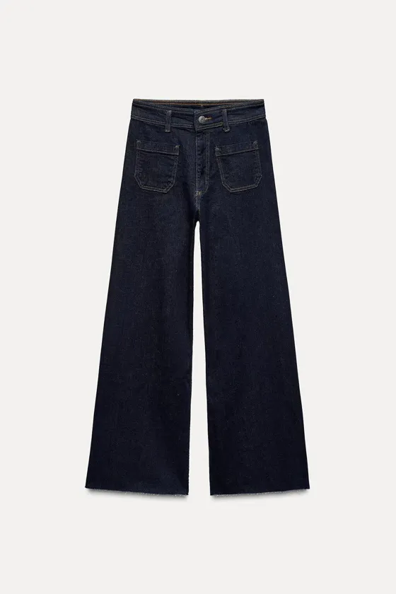 ДЖИНСЫ MARINE прямого кроя LEG С ВЫСОКОЙ ПОСАДКОЙ И КАРМАНАМИ — коллекция Zara «ZW»
