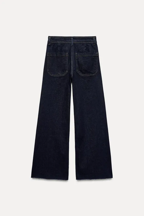 ДЖИНСЫ MARINE прямого кроя LEG С ВЫСОКОЙ ПОСАДКОЙ И КАРМАНАМИ — коллекция Zara «ZW»