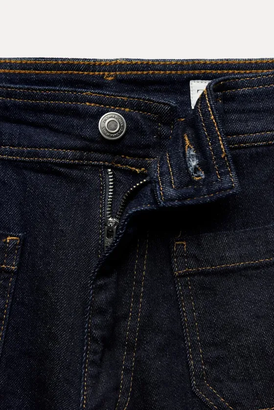ДЖИНСЫ MARINE прямого кроя LEG С ВЫСОКОЙ ПОСАДКОЙ И КАРМАНАМИ — коллекция Zara «ZW»