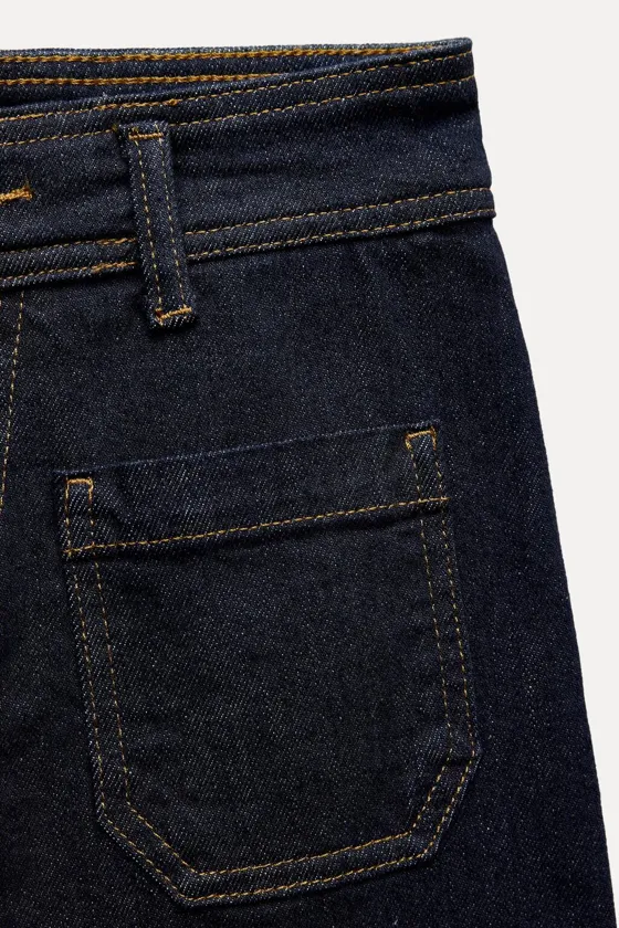 ДЖИНСЫ MARINE прямого кроя LEG С ВЫСОКОЙ ПОСАДКОЙ И КАРМАНАМИ — коллекция Zara «ZW»