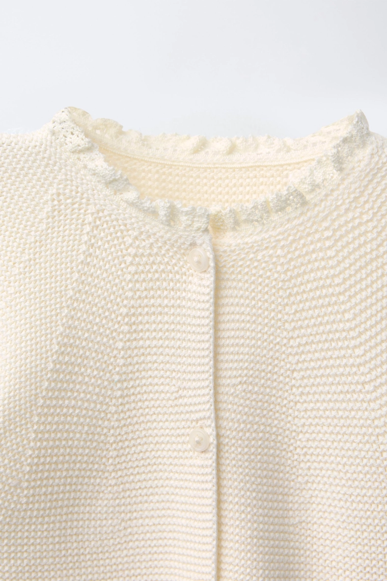 Кардиган из интерлочного трикотажа с кружевными деталями