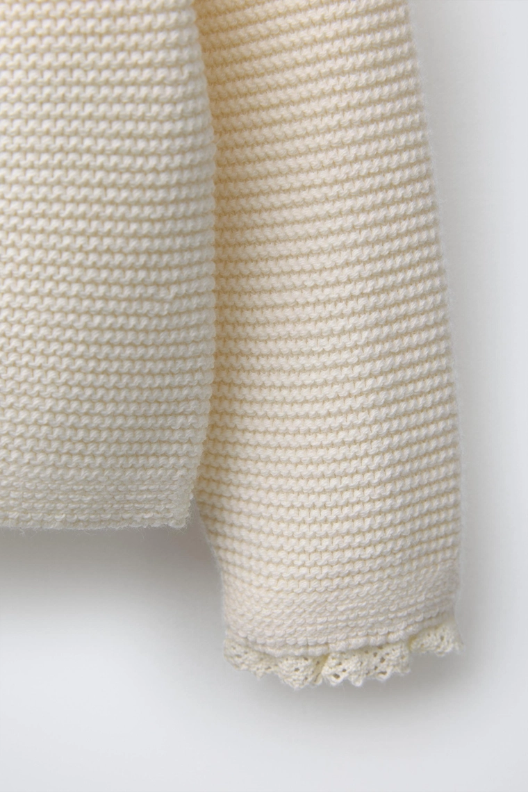 Кардиган из интерлочного трикотажа с кружевными деталями