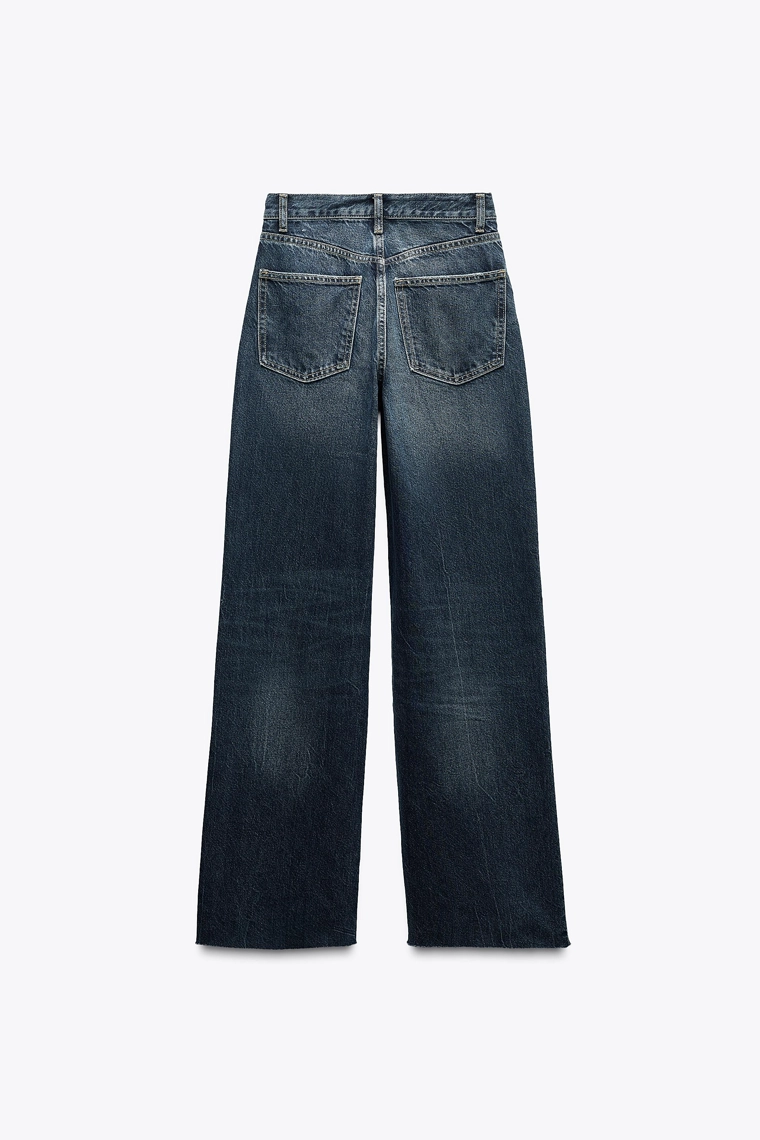 Джинсы широкие прямые на высокой талии zara trf