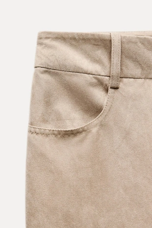 Брюки прямого кроя из искусственной замши- Заказать в России