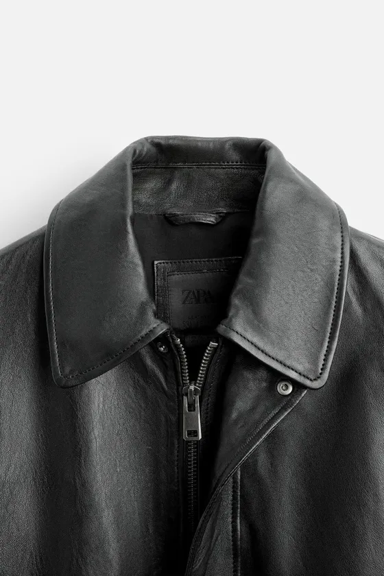 Zara Кожаная куртка - Цвет черный - black | 5388/302